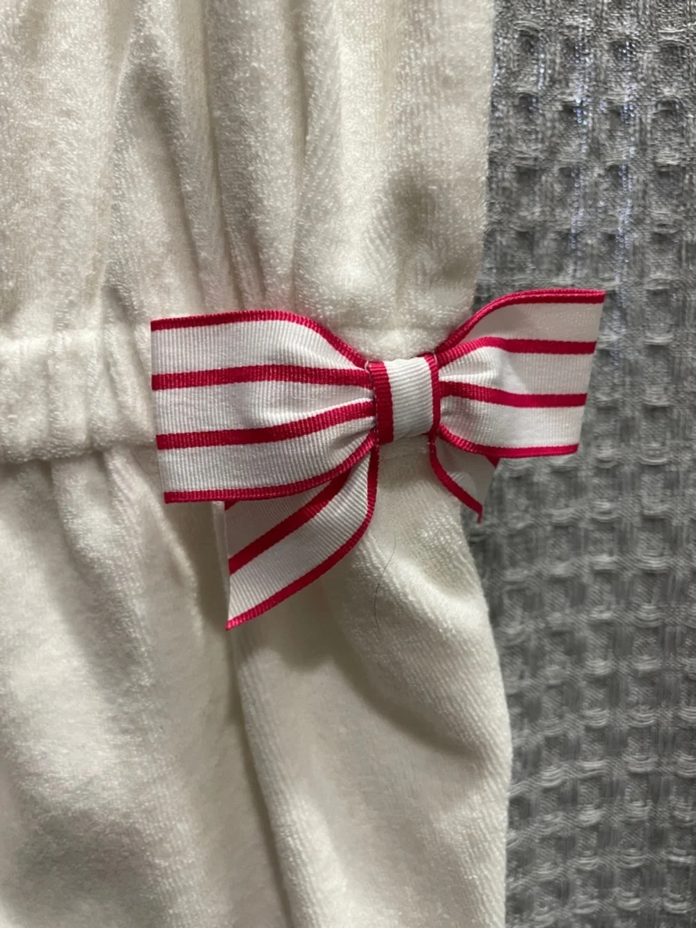 Janie & Jack Bow Terry Romper White with Red bows Terry Romper Shorts